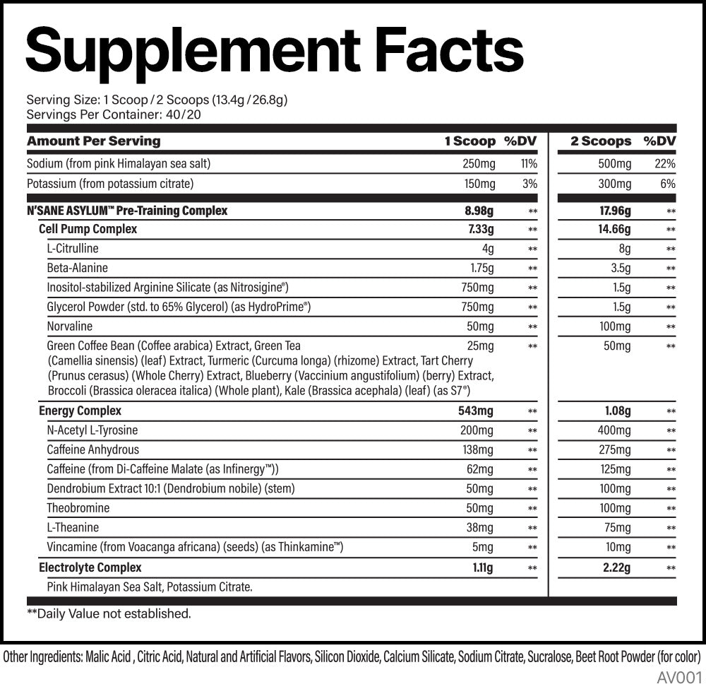 Workout Formula N'SANE Asylum™ | Extreme Pre-Workout Formula